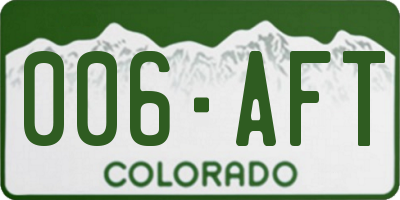 CO license plate 006AFT