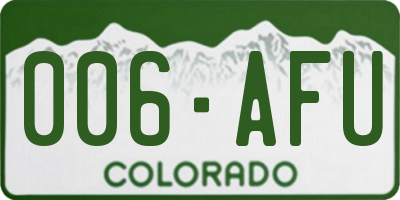 CO license plate 006AFU