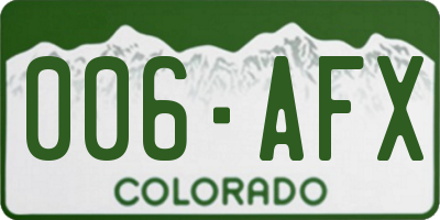 CO license plate 006AFX