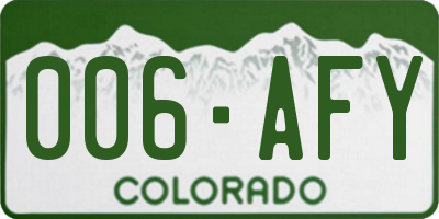 CO license plate 006AFY