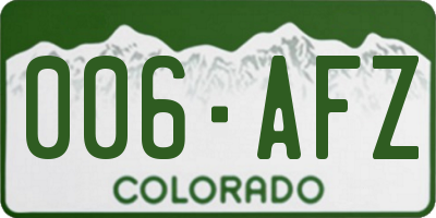 CO license plate 006AFZ
