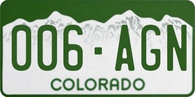 CO license plate 006AGN
