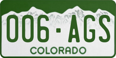 CO license plate 006AGS