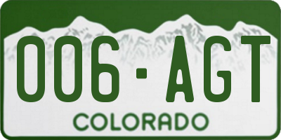 CO license plate 006AGT