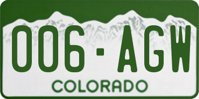 CO license plate 006AGW