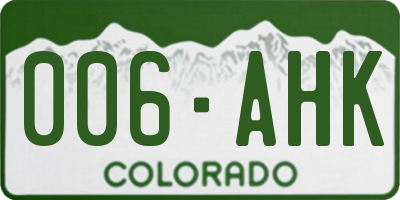 CO license plate 006AHK