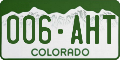 CO license plate 006AHT