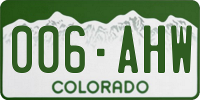 CO license plate 006AHW