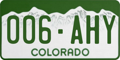 CO license plate 006AHY