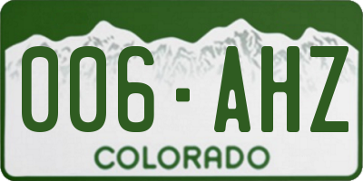 CO license plate 006AHZ