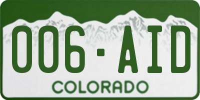 CO license plate 006AID