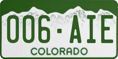CO license plate 006AIE