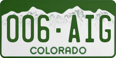 CO license plate 006AIG