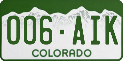 CO license plate 006AIK