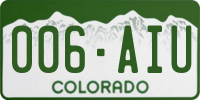 CO license plate 006AIU