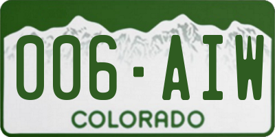 CO license plate 006AIW