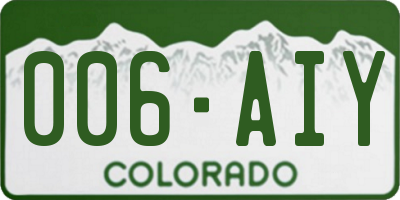 CO license plate 006AIY