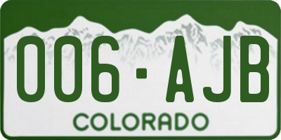 CO license plate 006AJB