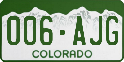 CO license plate 006AJG