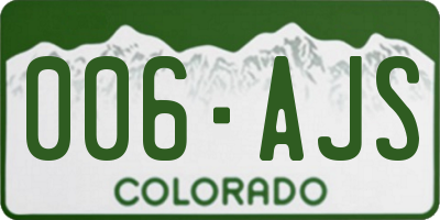 CO license plate 006AJS