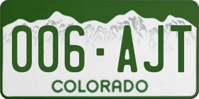 CO license plate 006AJT