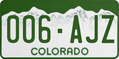 CO license plate 006AJZ