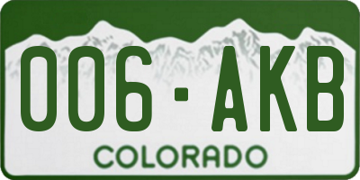 CO license plate 006AKB