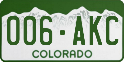 CO license plate 006AKC