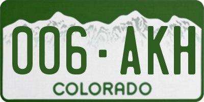 CO license plate 006AKH