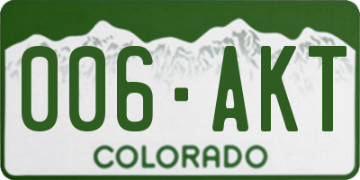 CO license plate 006AKT