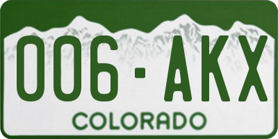 CO license plate 006AKX