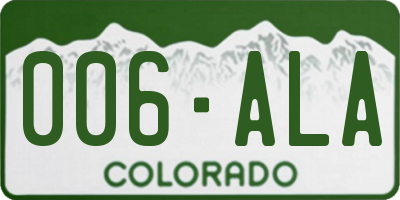 CO license plate 006ALA