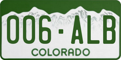 CO license plate 006ALB