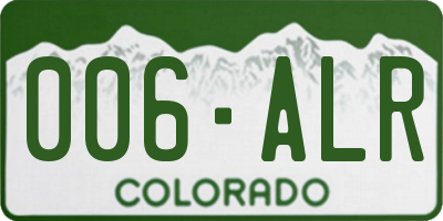 CO license plate 006ALR