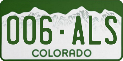 CO license plate 006ALS
