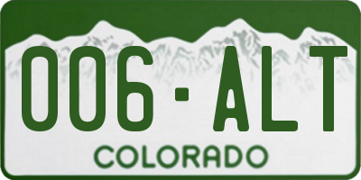 CO license plate 006ALT