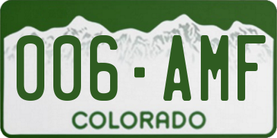 CO license plate 006AMF