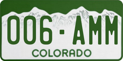 CO license plate 006AMM