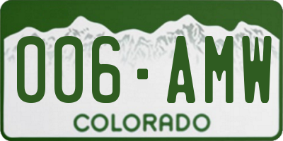 CO license plate 006AMW