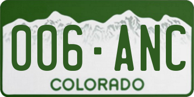 CO license plate 006ANC