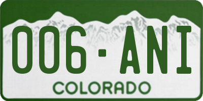 CO license plate 006ANI