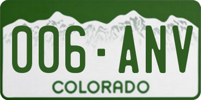 CO license plate 006ANV