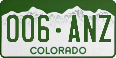 CO license plate 006ANZ