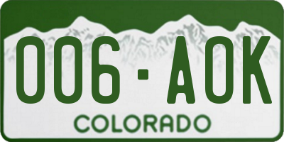 CO license plate 006AOK