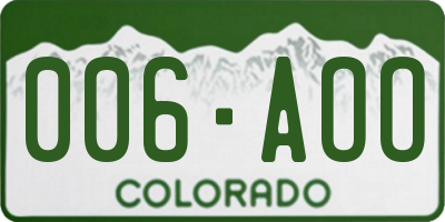 CO license plate 006AOO