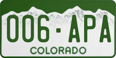 CO license plate 006APA