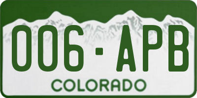 CO license plate 006APB