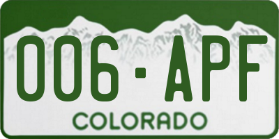 CO license plate 006APF