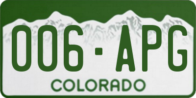 CO license plate 006APG