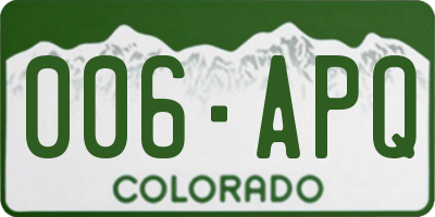 CO license plate 006APQ